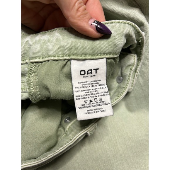 OAT New York Women's Green Wide Leg Crop Jeans Size 8 29 Raw Hem - Picture 2 of 5